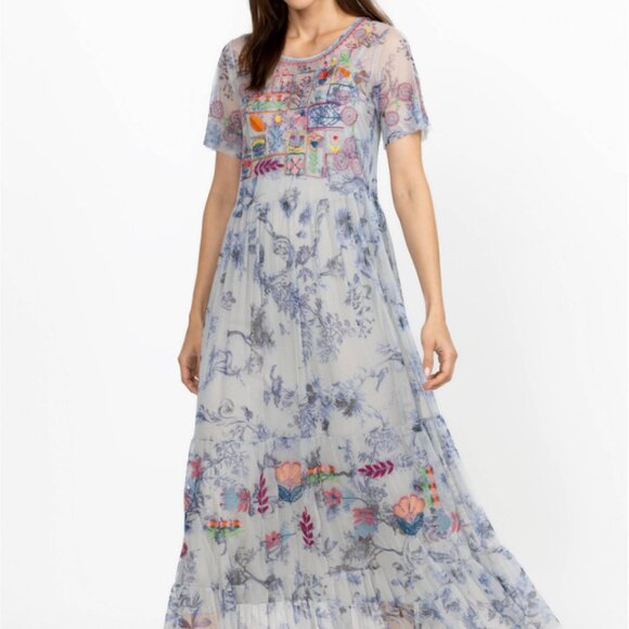 Johnny Was Logan Tiered Mesh Dress L - Picture 2 of 16